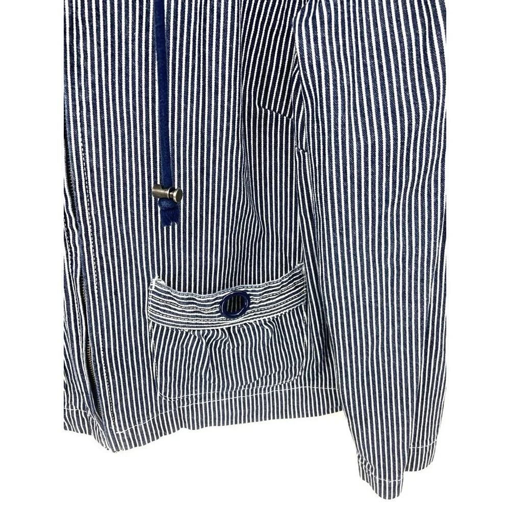 Christopher & Banks Nautical Stripe Cotton Jacket Full Zip with Pockets sz Small - Picture 2 of 4